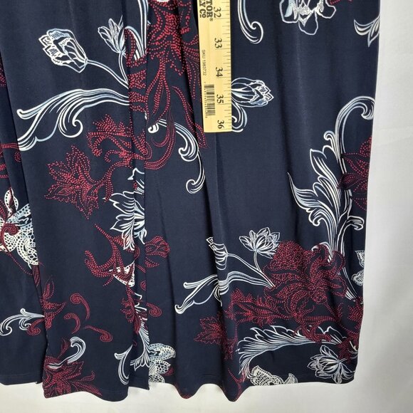 CJ Banks Faux Wrap Dress Blue Floral Women's Large Stretchy Maxi Boho Comfort - Picture 6 of 8